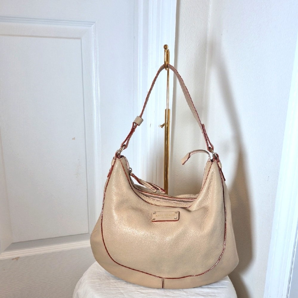Kate Spade Cream Color Leather Shoulder Bag 15x10x4